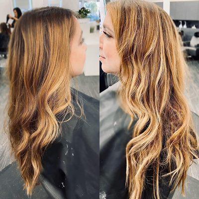 Copper blonde highlights and balayage