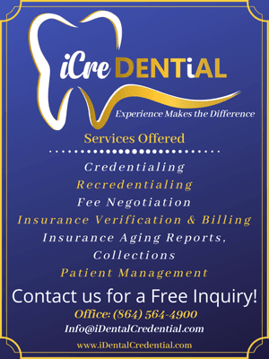 iDental Credential Services Offered