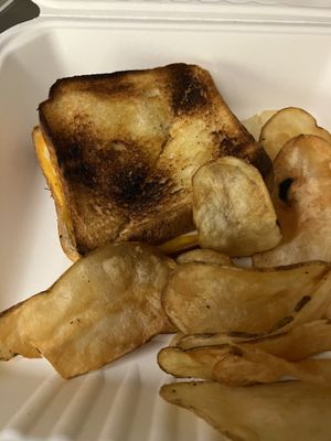 Burned grilled cheese. Pathetic.