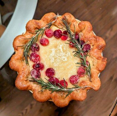 This champagne chess pie was exquisite. I loved the flaky, flavorful crust, and the creamy custard, augmented with rosemary and cranberries.