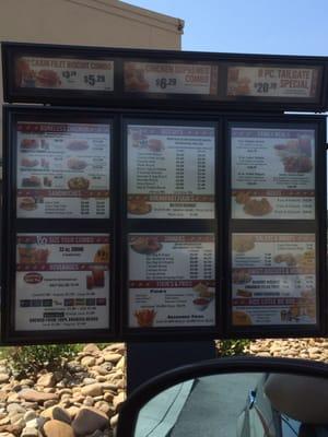 Drive thru menu