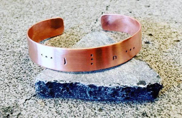 Custom copper cuff with initials. Made to order.