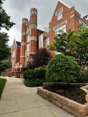 This is the back side of the large building that you see when you enter the campus.