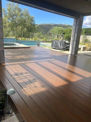 Beautiful Deck in Laguna  Hills, CA stained and seal with Berh's Deckover stain product.