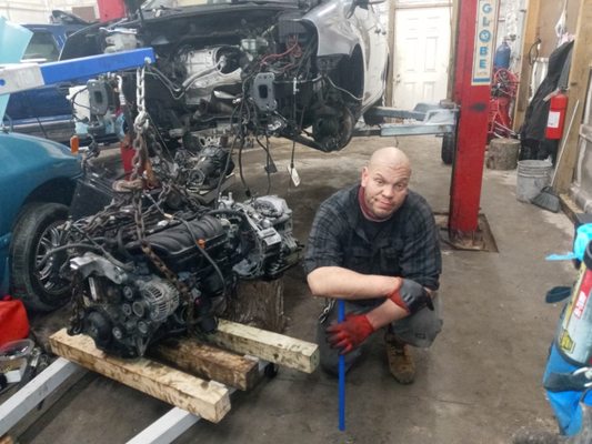 Myself replacing the trans in a. 2007 vw Metra. In my shop