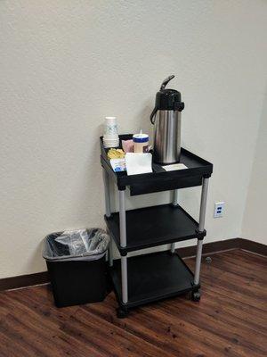 Free coffee in the waiting room