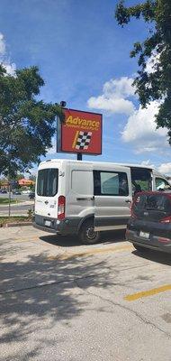 Advanced Auto Repair -- our van in front.