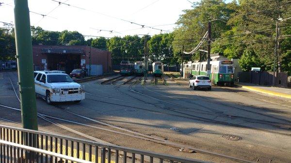 The yard at Boston College MBTA station