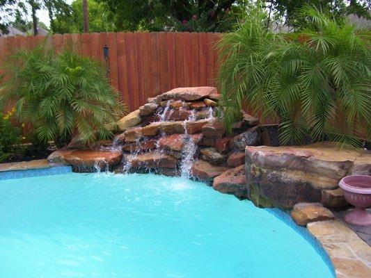 Pool with water feature.