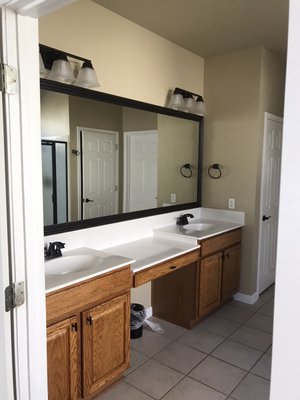 Vanity refinish and mirror framed