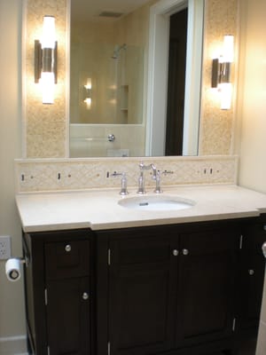 Mozart Mosaic tile mirror and backsplash