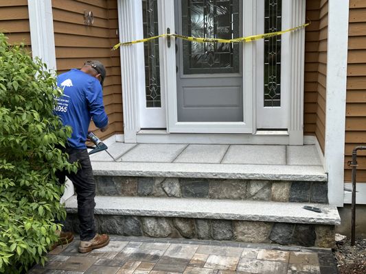 New granite front steps with veener