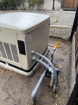 Generator gas line and wiring