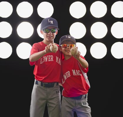 Studio preteen baseball faux stadium lights fathers day photoshoot