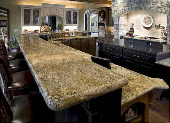 Granite countertops with laminated eased edge and laminated Chiseled edge profiles