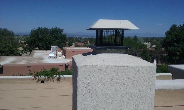 We install spark arrestor caps. These caps help keep moisture out of the chimney and critters too.