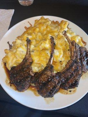 Herb Crusted New Zealand Lamb Chops and 9 Cheese Truffle Mac and Cheese