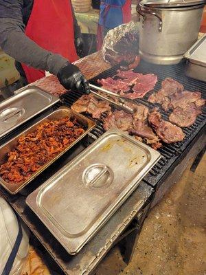 Carne asada over lump charcoal