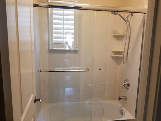 After installation: new shower door