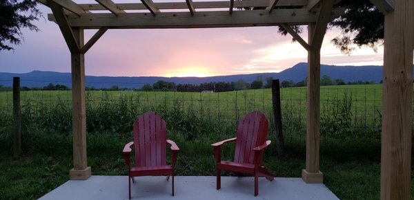 The patio and view from our premium campsite.