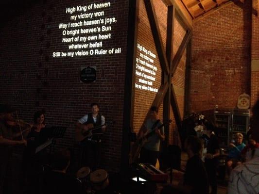 Beer and hymns night at Mission brewery.