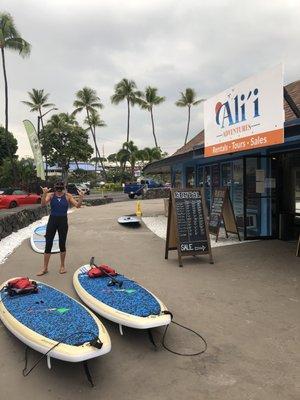 Business owner Shari & our paddle boards. She's so great!