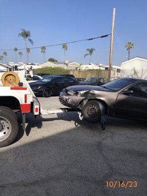 Car was towed to Western auto body.