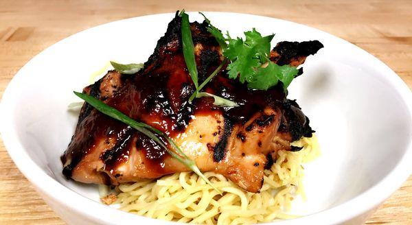 Garlic Noodles with BBQ Chicken