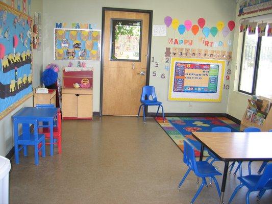 3 year old class room. Ratio of 8 children to 1 teacher