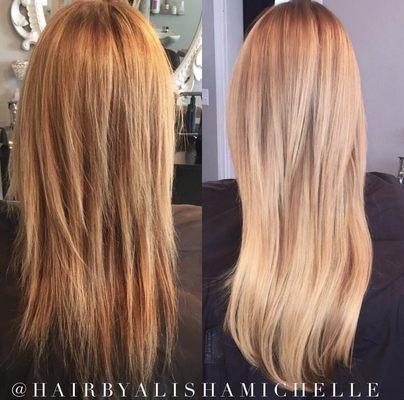 Hair extensions for fullness and color correction by Alisha Michelle