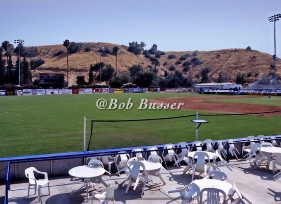 The view from the 3rd base line where they held parties and events. The Spirit Cafe was on the 1st base line and looked similar.