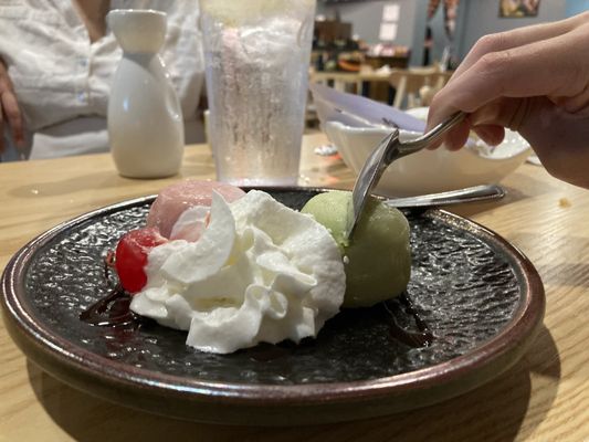 Matcha and red bean mochi