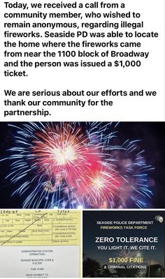 Illegal fireworks are not allowed!!!