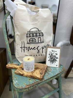 Homespun Tote & Homespun 'October' Candle