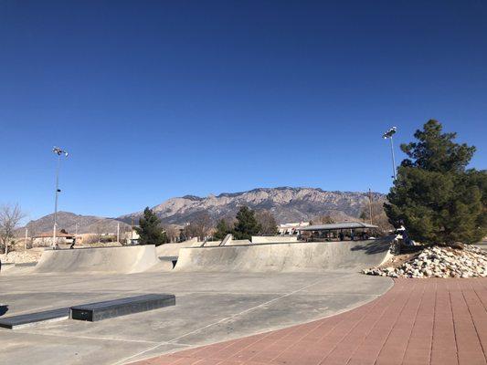 Skate park with a Mountain View