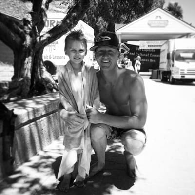 This is our 4 year old son with Paul at the CAPITOLA Beach Company!