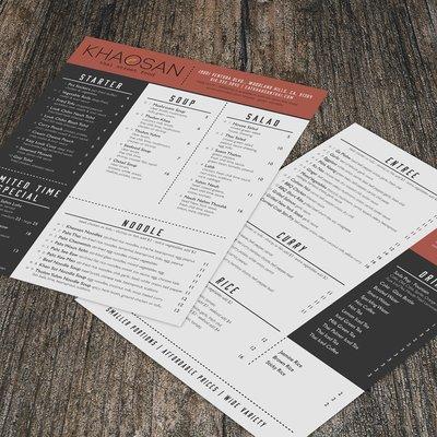 restaurant menu design and print