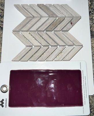 Second bath tiles.."blueberry" and chevron