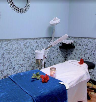 Private spa room for massage and aesthetics services, waxing