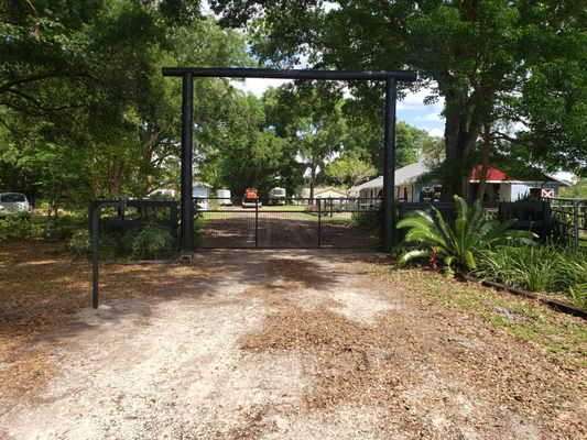 new entrance arch and Liftmaster gate opener