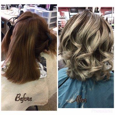 Short hair, ombré , ash color