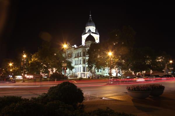 Denton Square at night