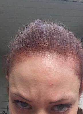 Here's my "lovely" red roots and how my hair looks back in a ponytail.