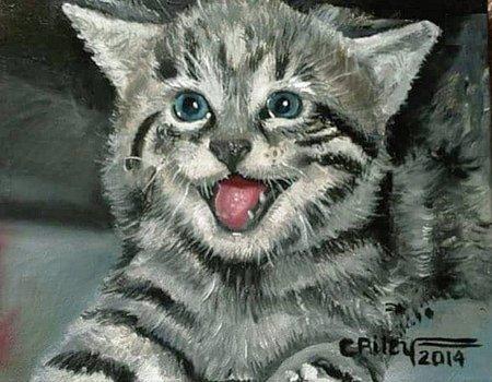 Here Kitty acrylic painting on canvas 11x14 2014