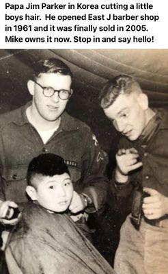 James Parker cutting hair in the Korean War. Sold it to Mike almost 20 years ago.