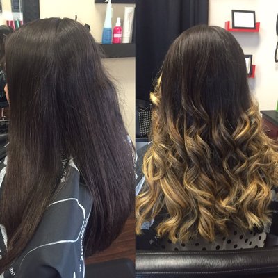 Before and after balayage