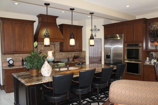 Gorgeous kitchen in Corona Del Mar with a large island for extra seating.