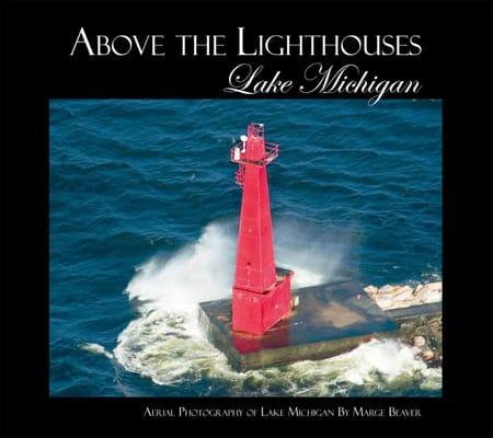 Book with aerial photos of every lighthouse on Lake Michigan