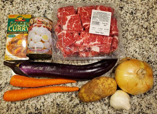 Ingredients for shabu shabu beef curry