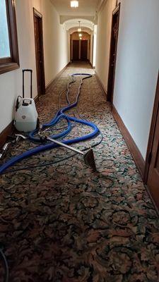 Long hallway cleaning.